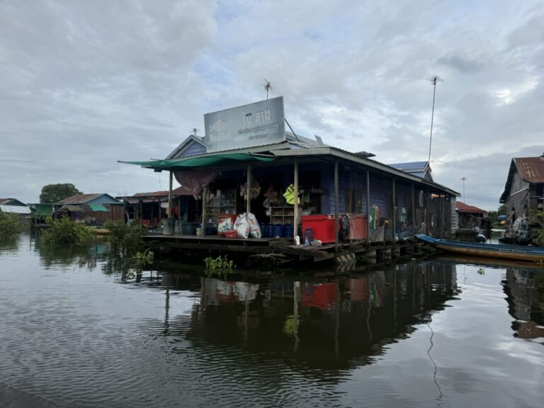 Floating house on Lake Tonle Sap, Cambodia.